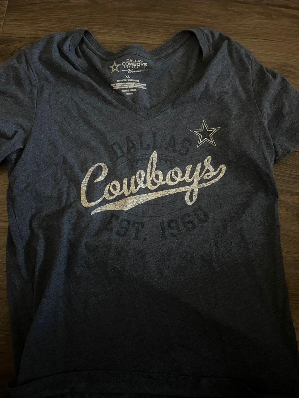 NFL Dallas Cowboys Navy and Silver V-Neck Tee